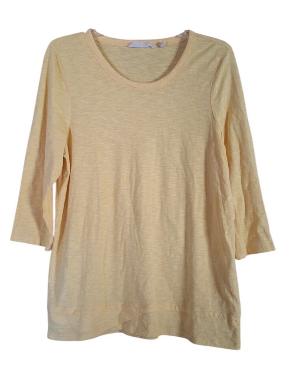 Soft Surroundings 3/4 Sleeve Shirt Yellow Size Large Petite